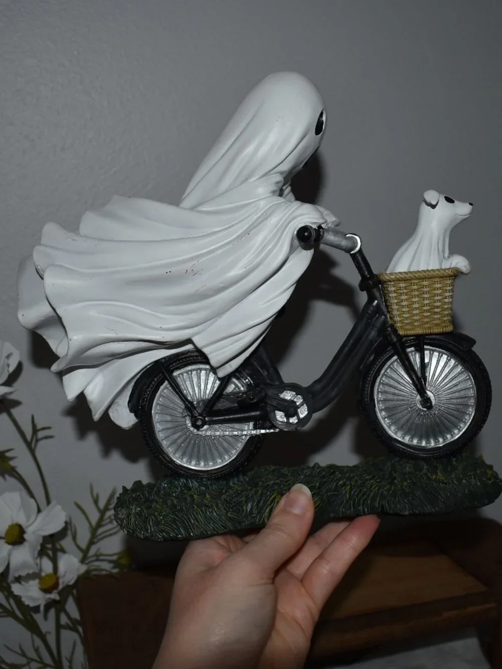 Whimsical Sheet Ghost Riding Bike Dog Fall Halloween Decor